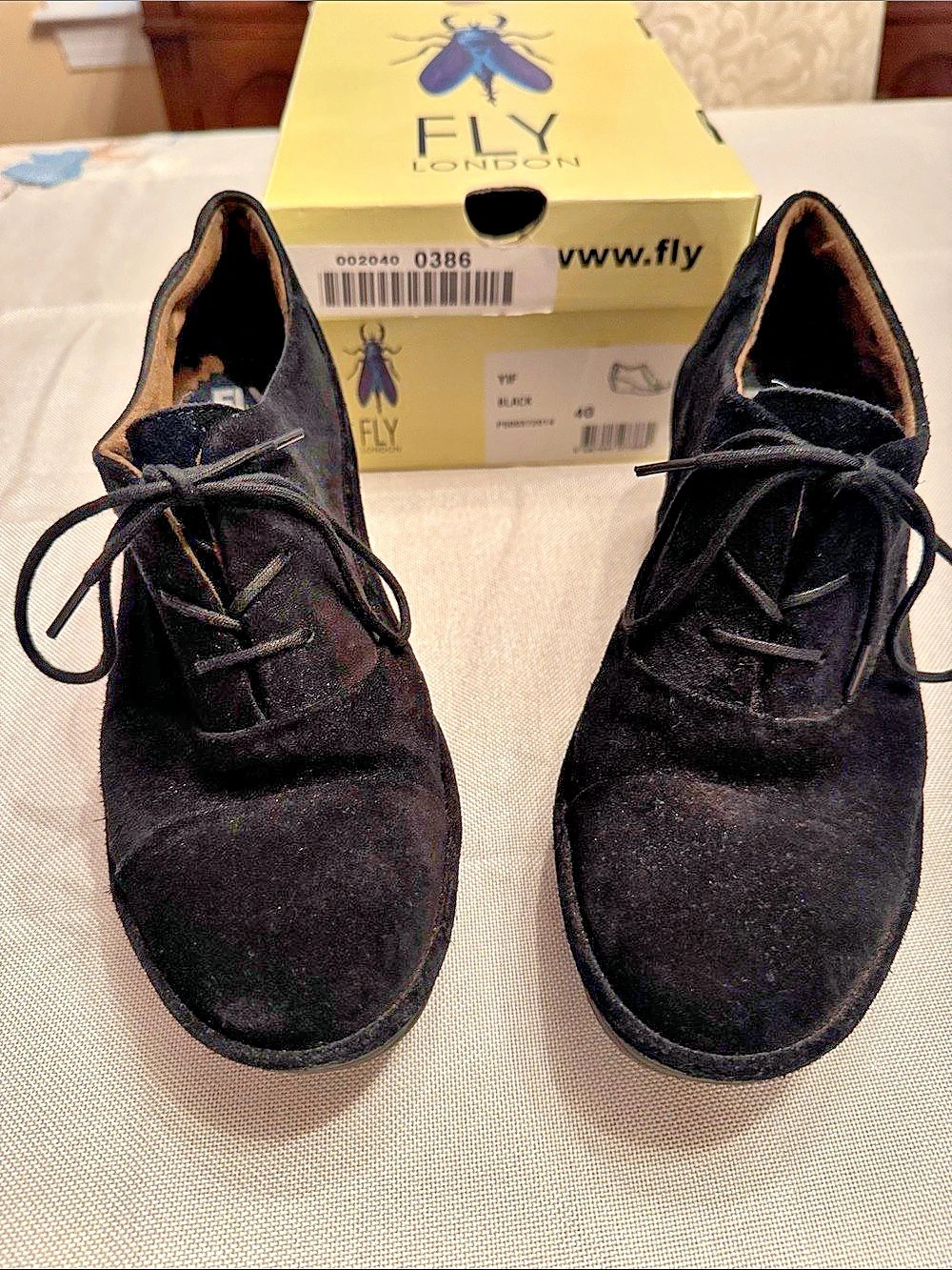 Fly London Black Wedge Lace-Up Shoes EU 40